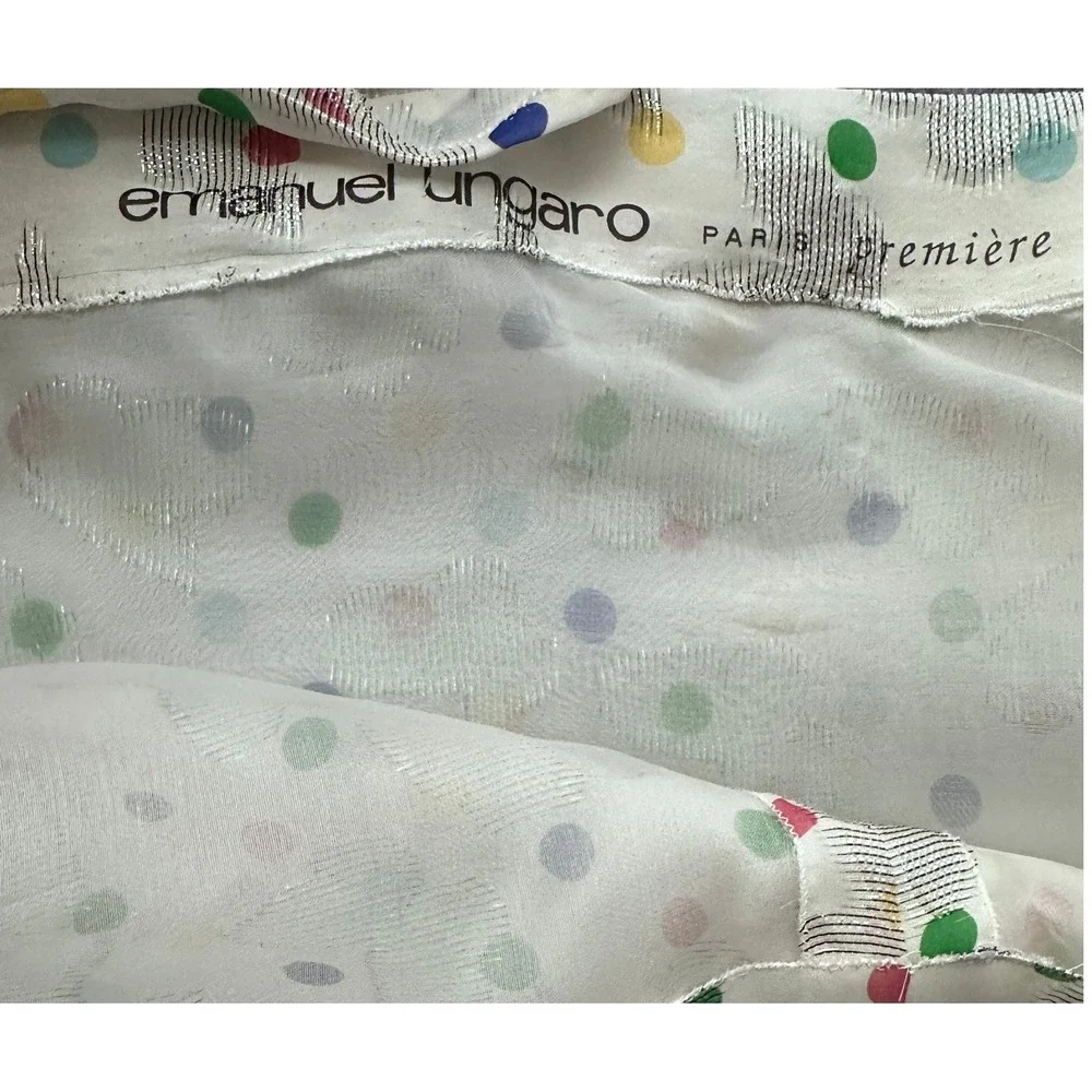 Paola Quadretti Couture Silk Dress S Ivory Polka Dot Ungaro‎ Fabric Made Italy